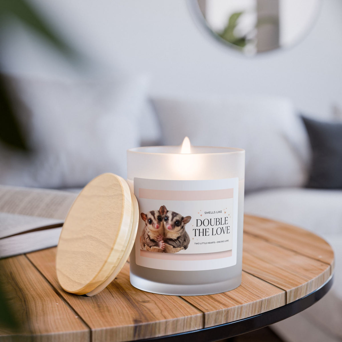 Double the Love Frosted Glass Candle — 11 oz Scented Home Candle