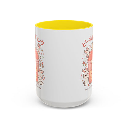 Peach Drink Bunny Mug — Cute Kawaii Coffee Tea Cup (11/15oz)