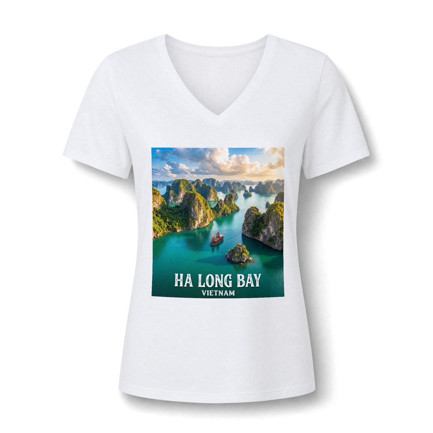 Ha Long Bay Vietnam V-Neck Tee – Scenic Travel Souvenir Tee