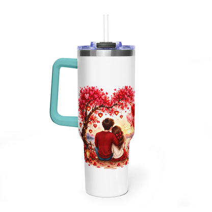 40oz Love-Themed Thermal Tumbler with Handle