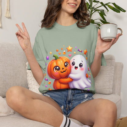 Halloween Pumpkin & Ghost T-Shirt — Cute Spooky Friends Graphic Tee