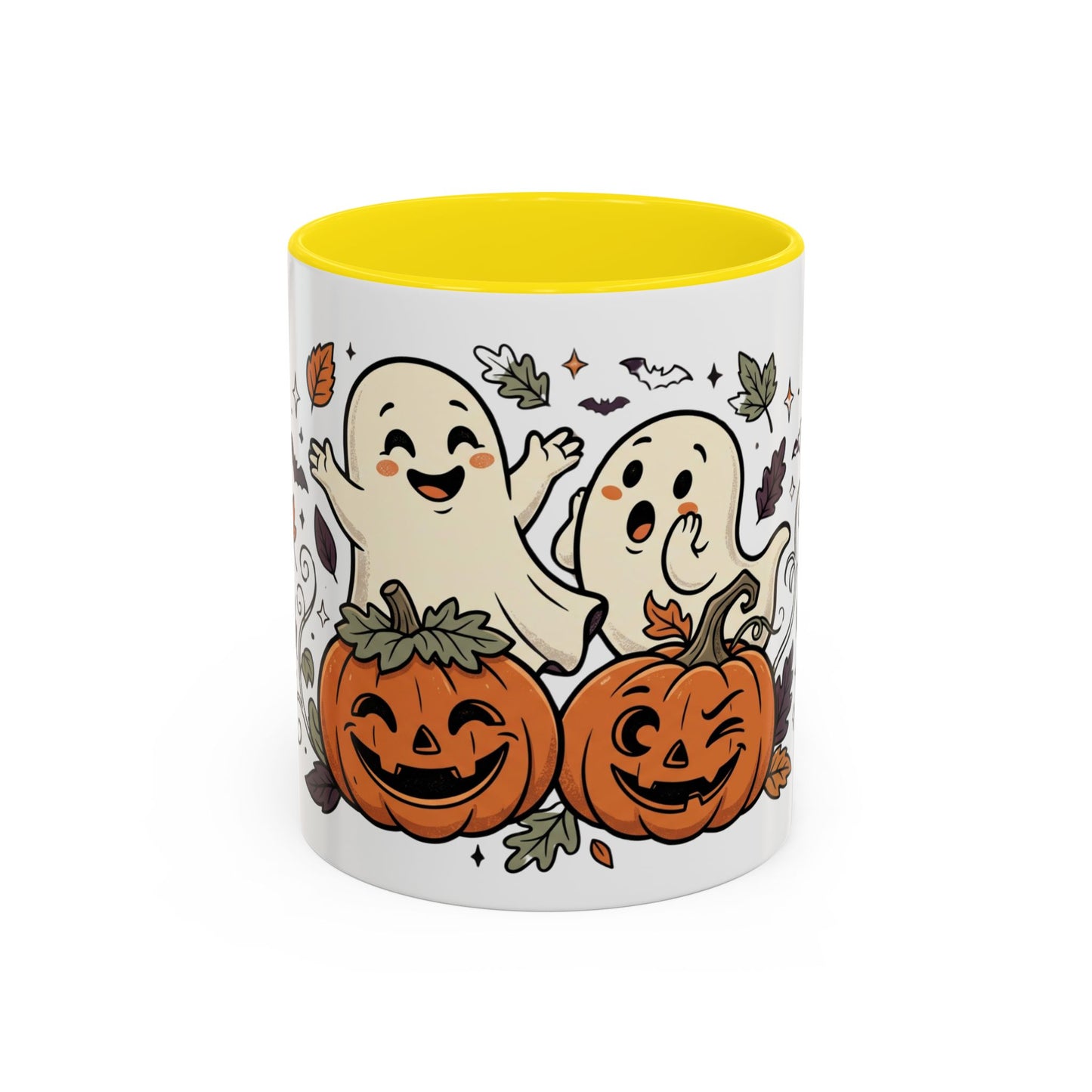 Halloween Ghosts & Pumpkins Coffee Mug — Cute Spooky Accent Mug (11/15oz)