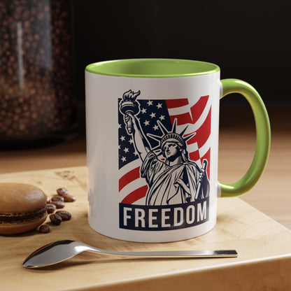 Freedom Statue Accent Coffee Mug — Patriotic Liberty 11/15oz