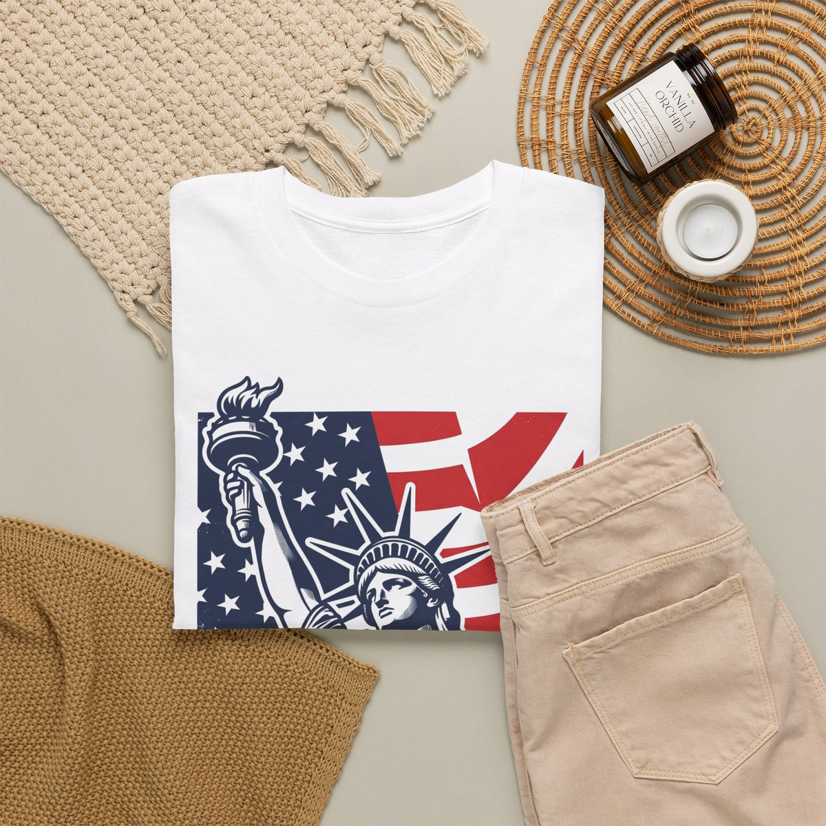 Freedom Statue T-Shirt — Patriotic USA Flag Tee (Statue of Liberty Design)