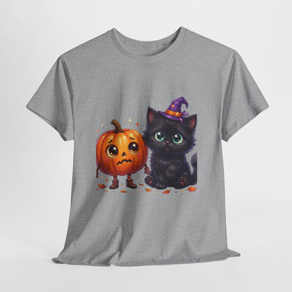 Halloween Black Kitten & Pumpkin T-Shirt