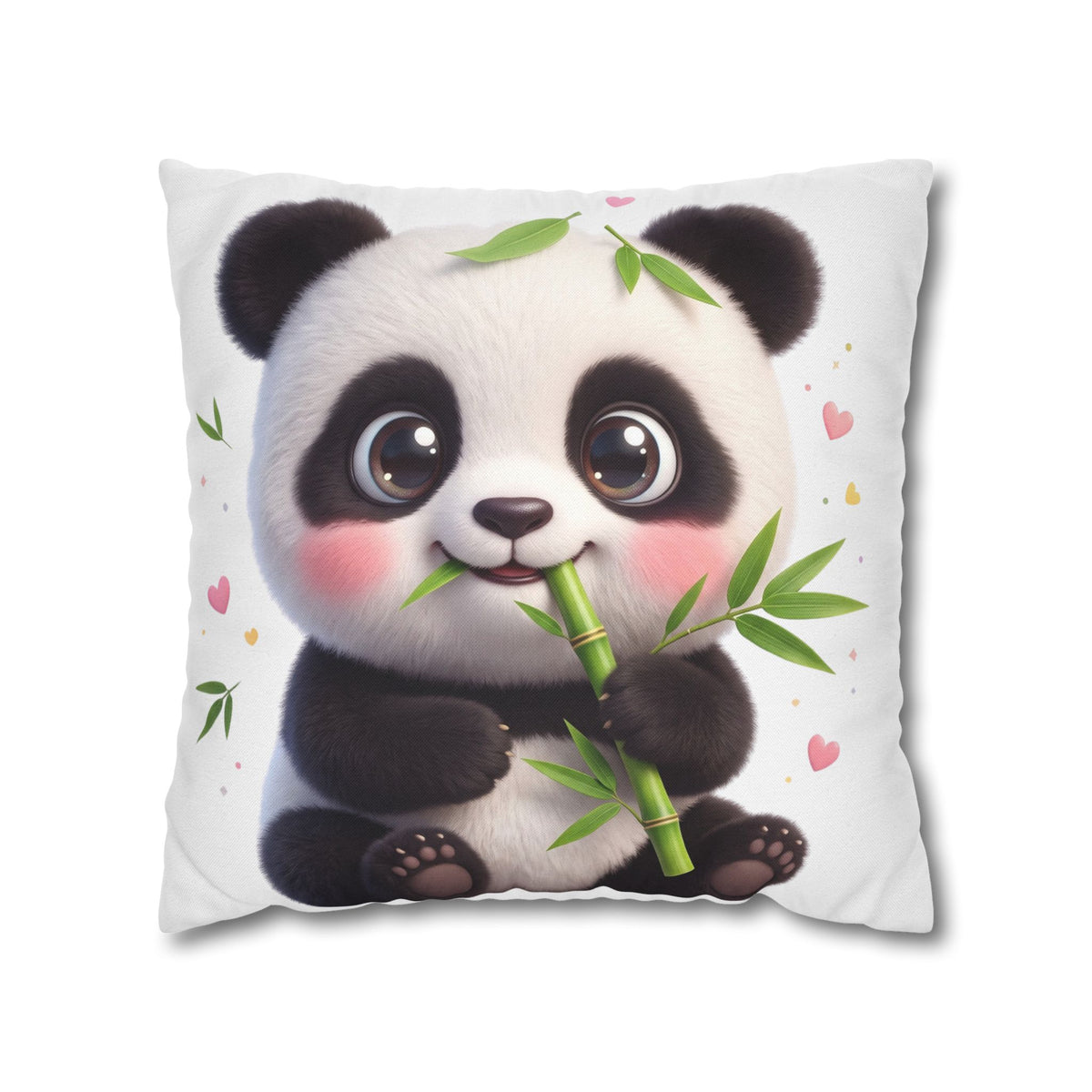 Cute Baby Panda Square Pillowcase — Adorable Bamboo-Eating Plush Decor