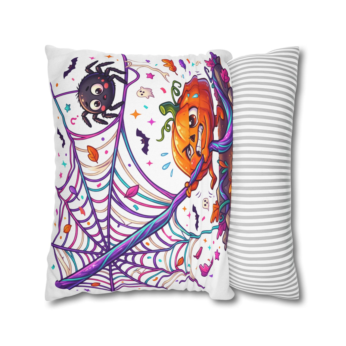 Halloween Pumpkin & Spider Decorative Pillowcase — Cute Spooky Fall Accent