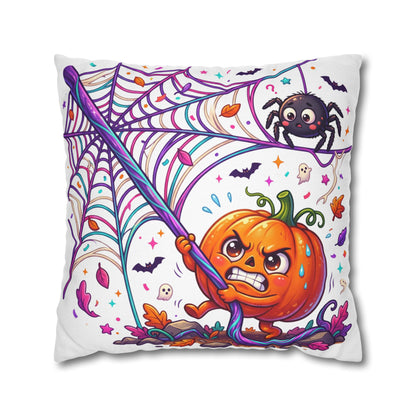 Halloween Pumpkin & Spider Decorative Pillowcase — Cute Spooky Fall Accent