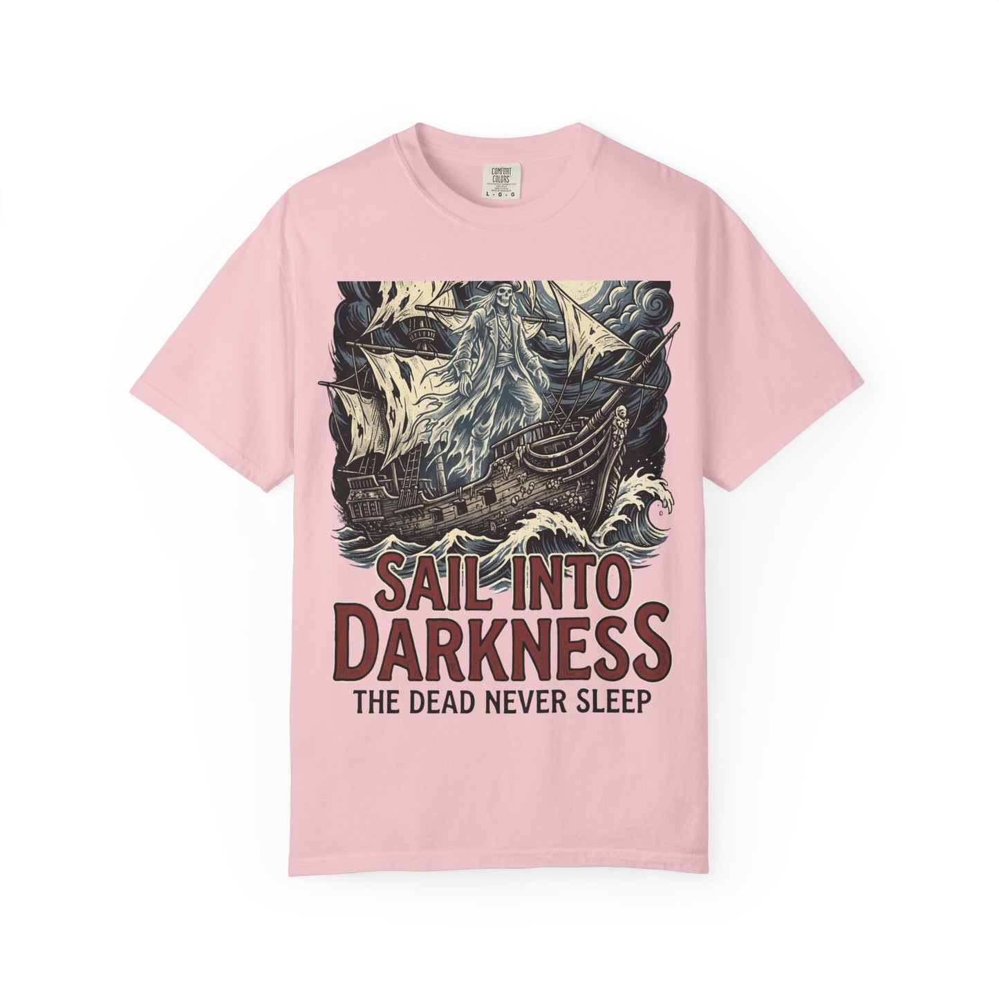 Sail Into Darkness Graphic T-Shirt — Gothic Pirate Skull Crew Tee