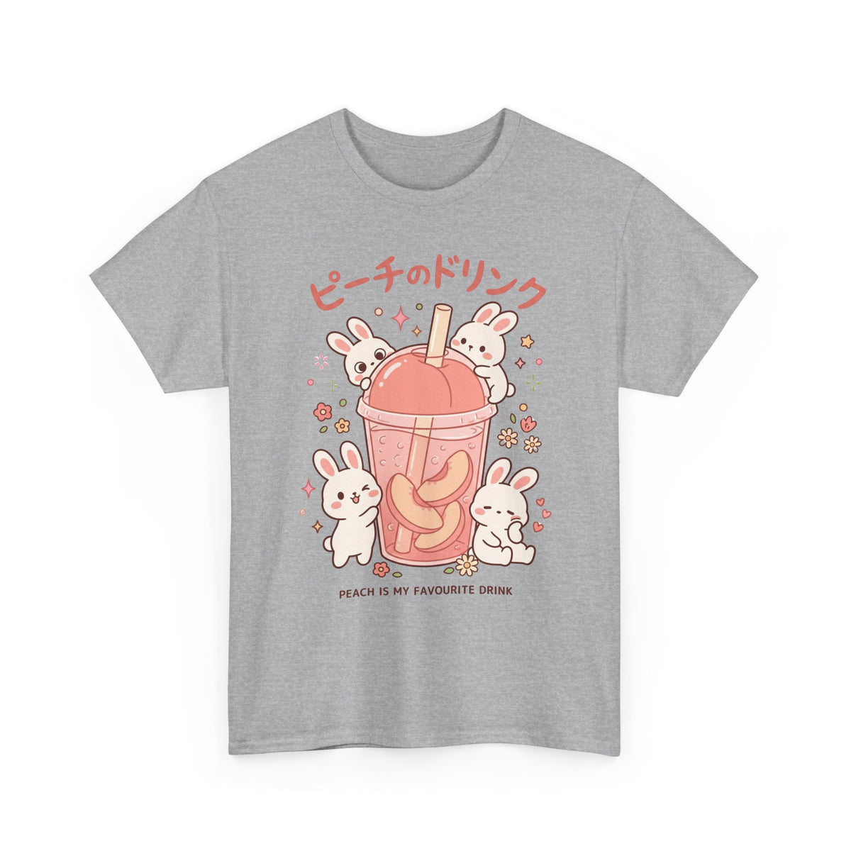 Peach Drink Cute Bunny T-Shirt
