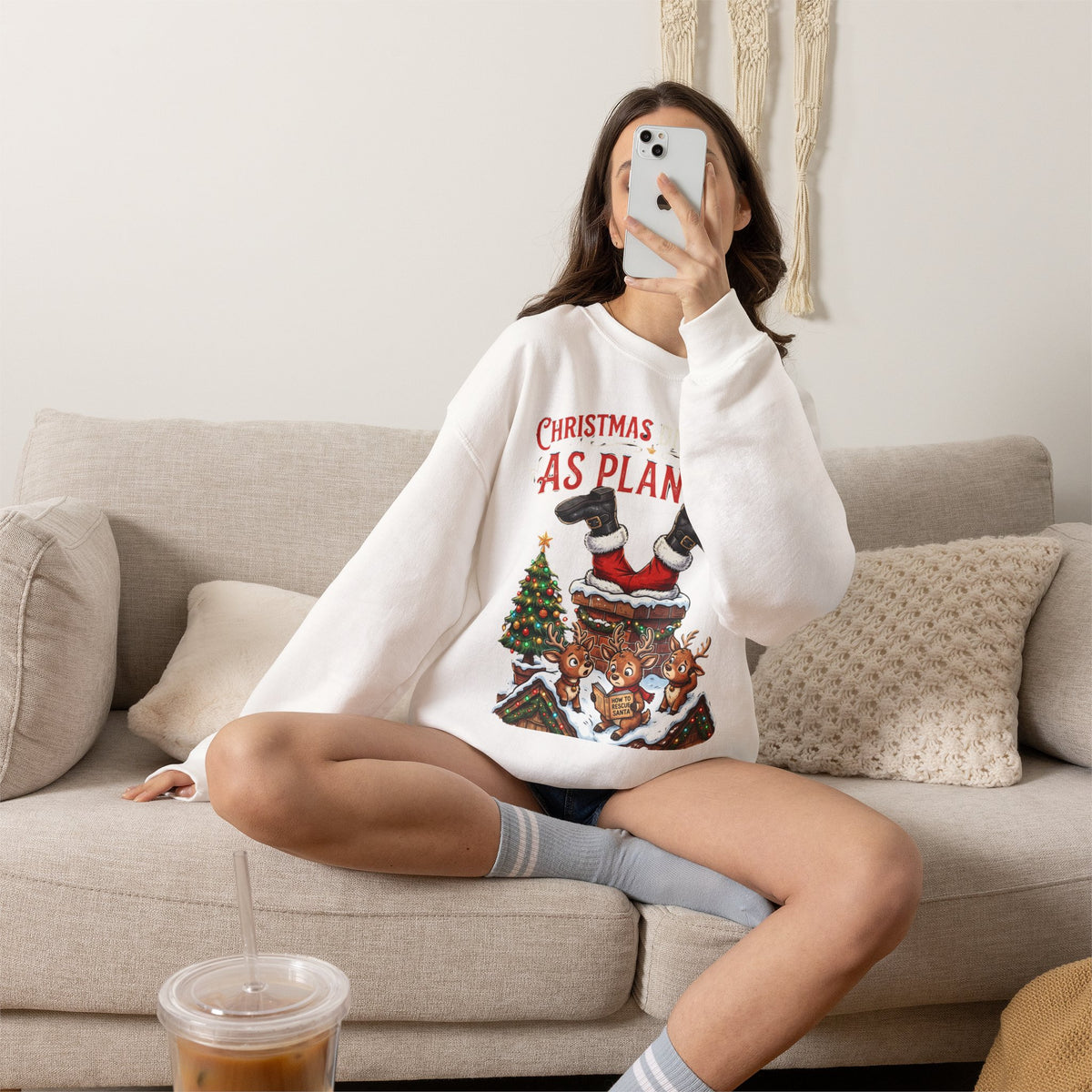 Christmas As Planned Sweatshirt — Funny Santa Tumble Holiday Crewneck