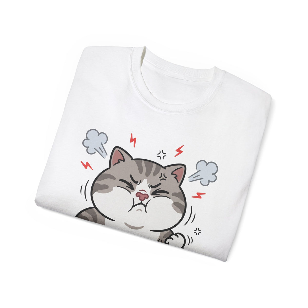 Angry Cute Cat T-Shirt — Cartoon Grumpy Kitty Graphic Tee