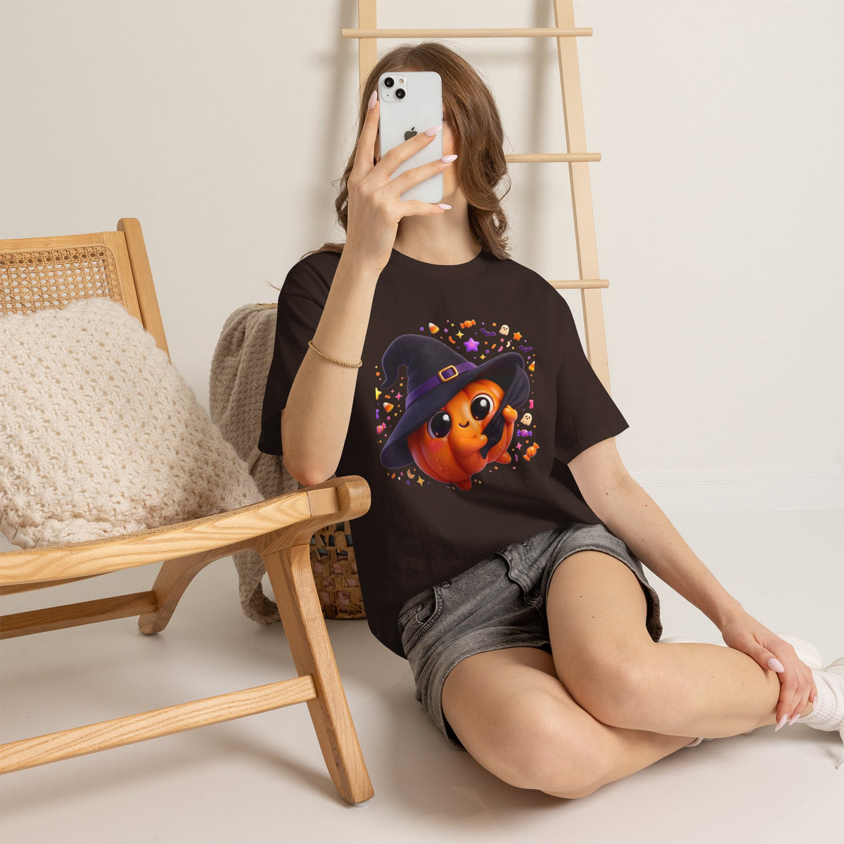 Pumpkin Witch T-Shirt — Cute Halloween Jack-o'-Lantern with Witch Hat
