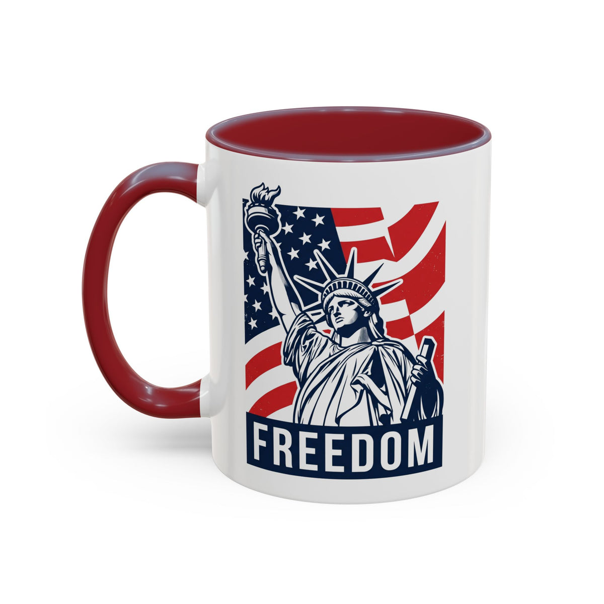 Freedom Statue Accent Coffee Mug — Patriotic Liberty 11/15oz