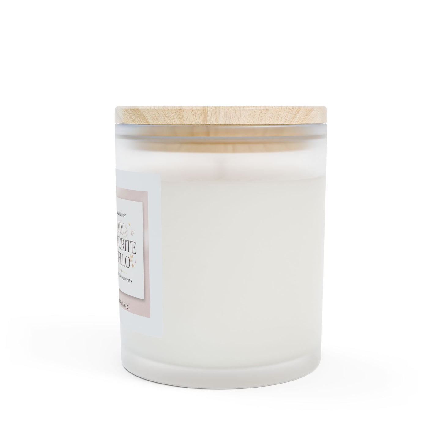 Scented Frosted Glass Candle — “My Favorite Hello” Cat Photo Soy Candle, 11 oz