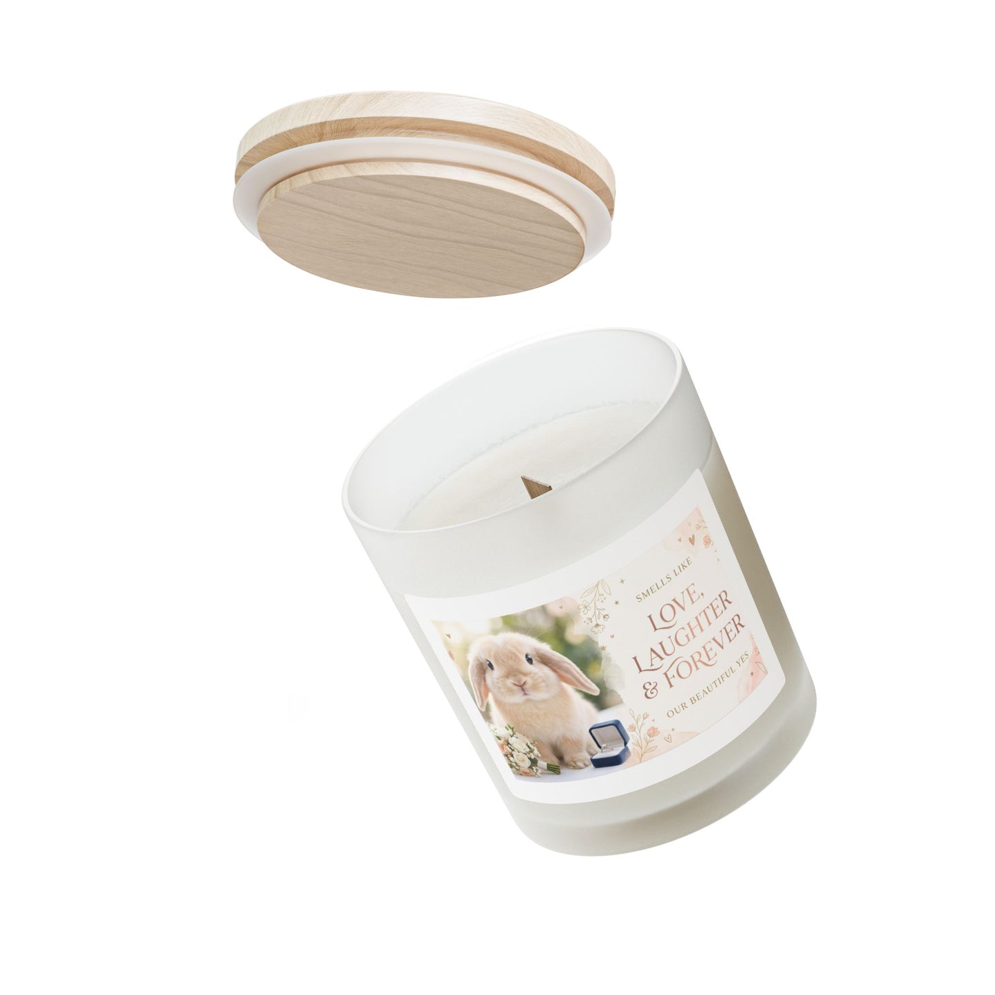 Memorial Bunny Frosted Glass Candle — "Love, Laughter & Forever" 11oz