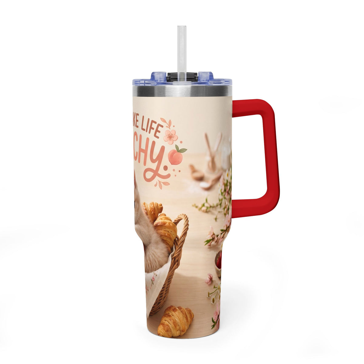 You Make Life Peachy Cat 40oz Travel Tumbler