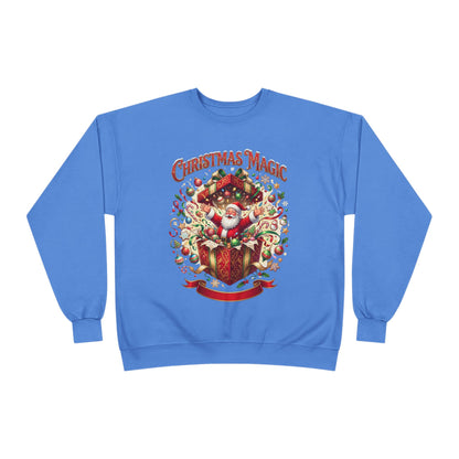 Christmas Magic Crewneck Sweatshirt — Santa Gift Box Holiday Pullover