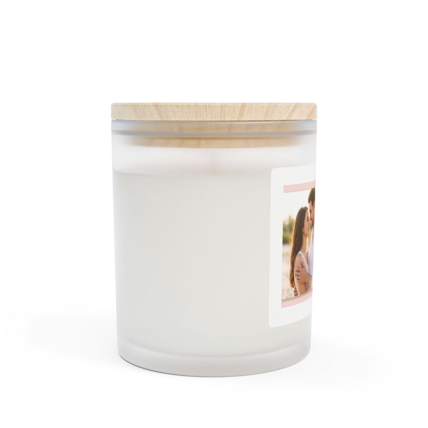 Romantic Photo Frosted Glass Candle — "Smells Like Forever With You" Personalized 11oz