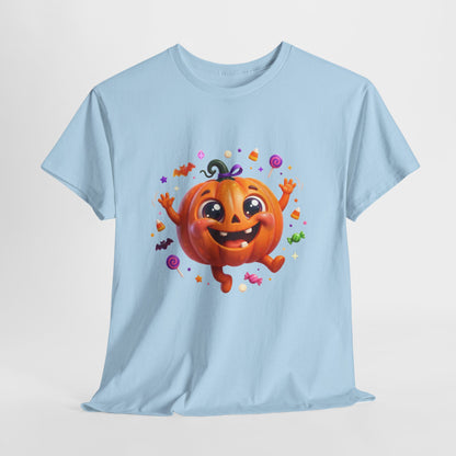 Halloween Pumpkin T‑Shirt — Happy Jack-O'-Lantern Candy Graphic Tee