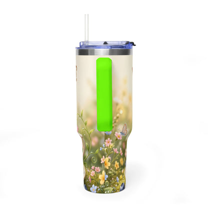 Little Things Big Joy Hedgehog Floral 40oz Thermal Tumbler