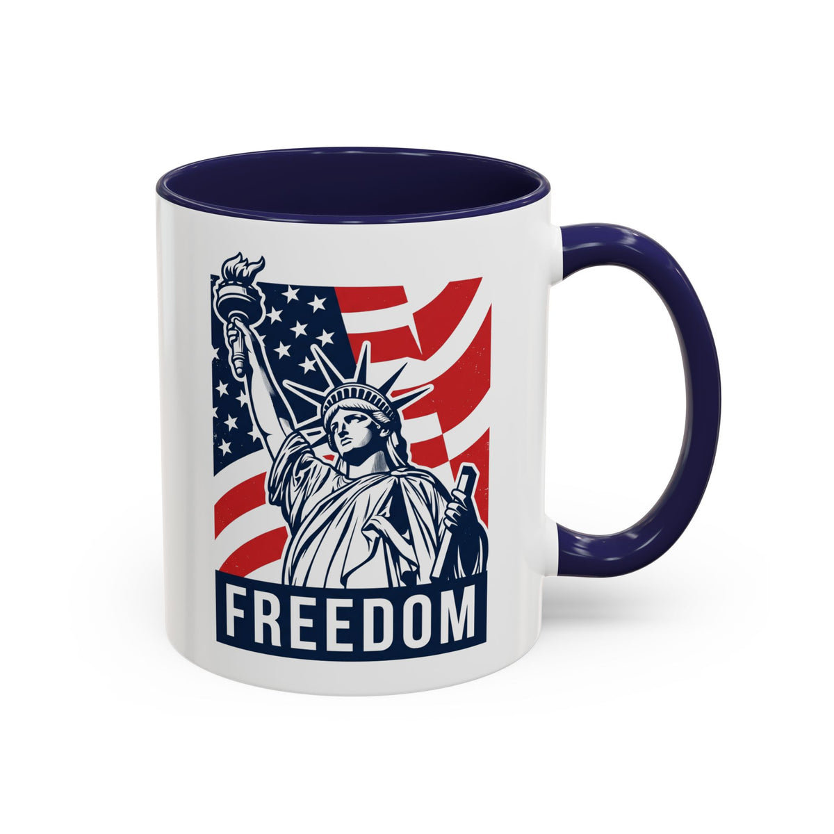Freedom Statue Accent Coffee Mug — Patriotic Liberty 11/15oz