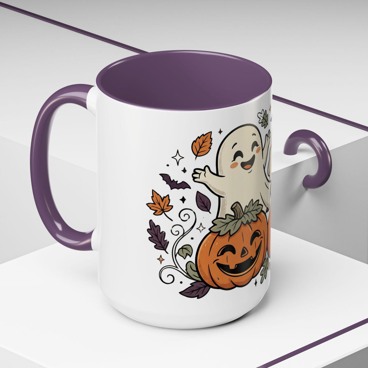 Halloween Ghosts & Pumpkins Coffee Mug — Cute Spooky Accent Mug (11/15oz)