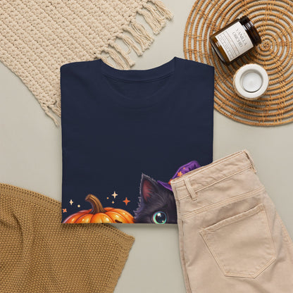 Halloween Black Kitten & Pumpkin T-Shirt