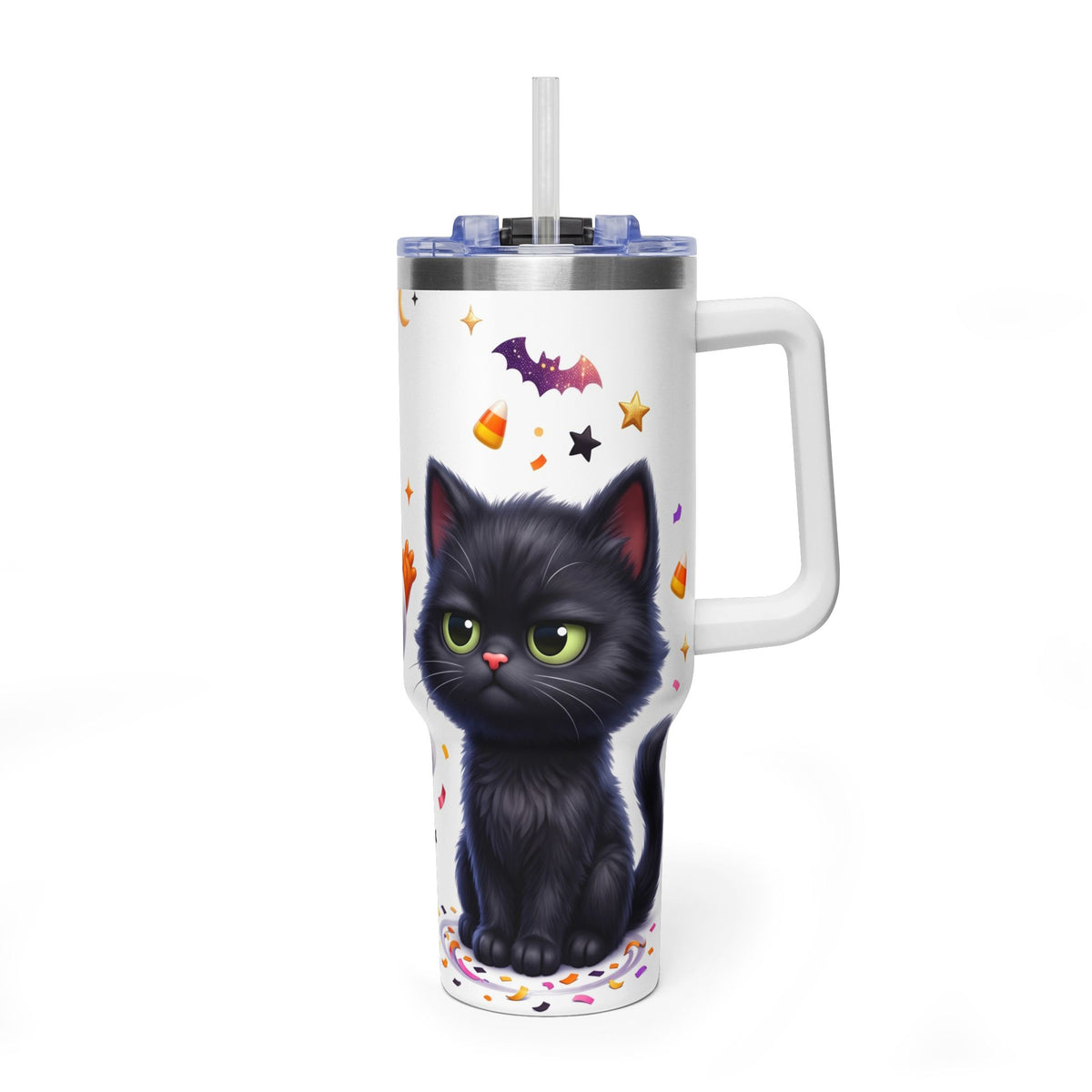 40oz Halloween Ghost and Black Cat Vacuum Thermal Tumbler