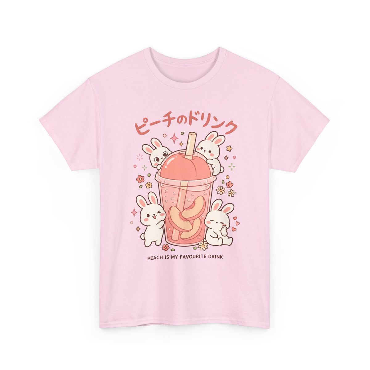 Peach Drink Cute Bunny T-Shirt
