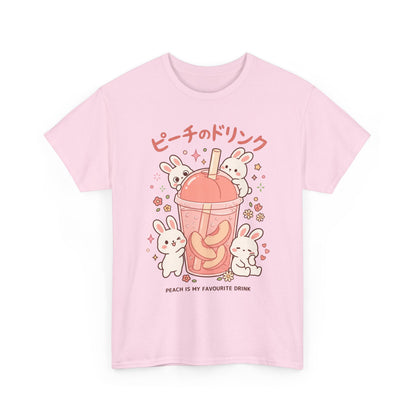 Peach Drink Cute Bunny T-Shirt