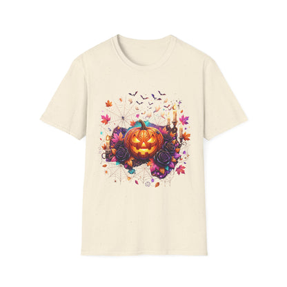 Jack-o'-Lantern Floral Halloween T-Shirt