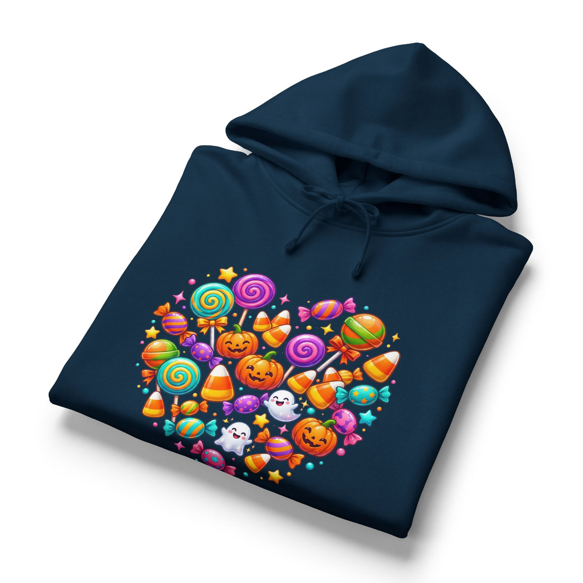Halloween Candy Heart Hoodie — Cute Pumpkin & Candy Graphic