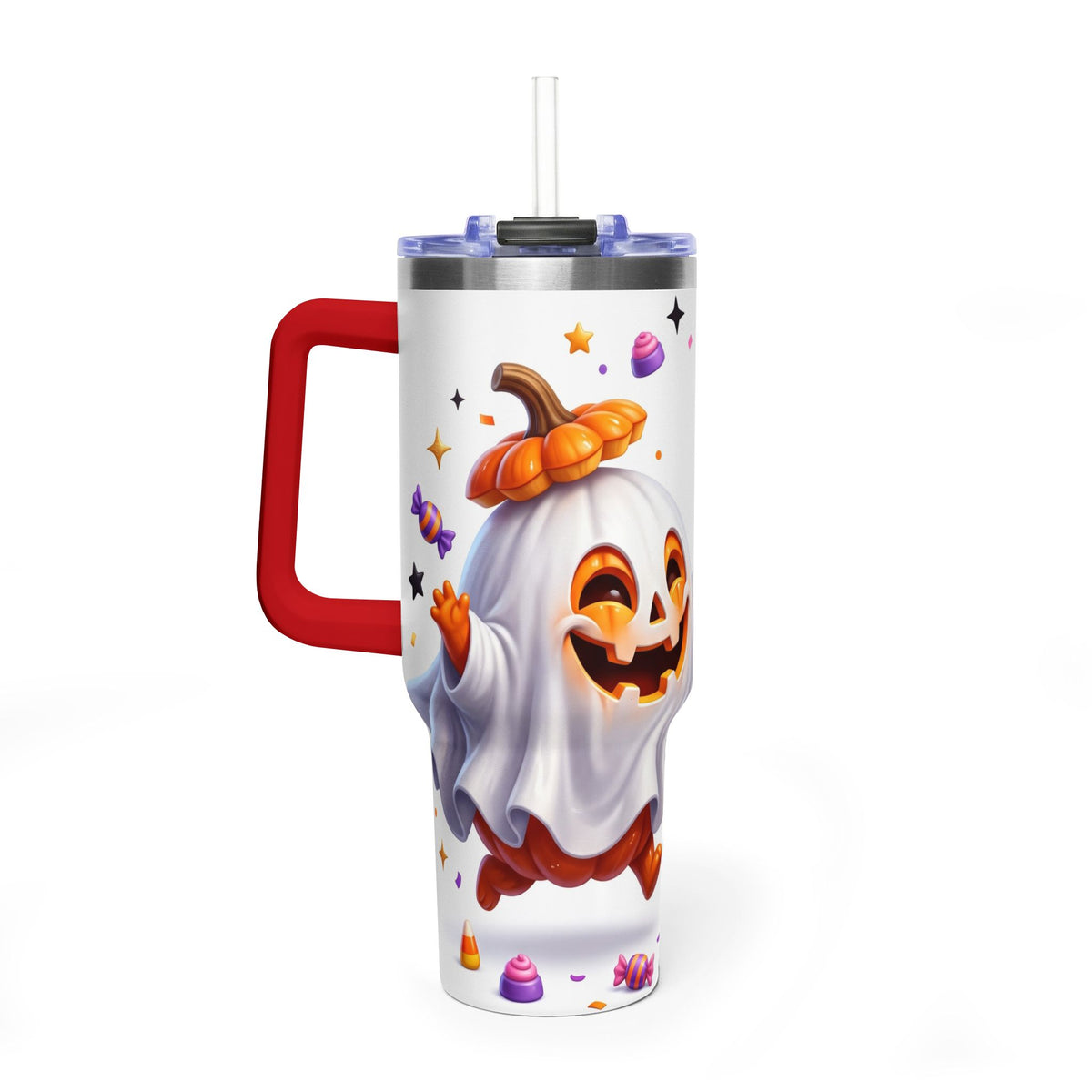 40oz Halloween Ghost and Black Cat Vacuum Thermal Tumbler
