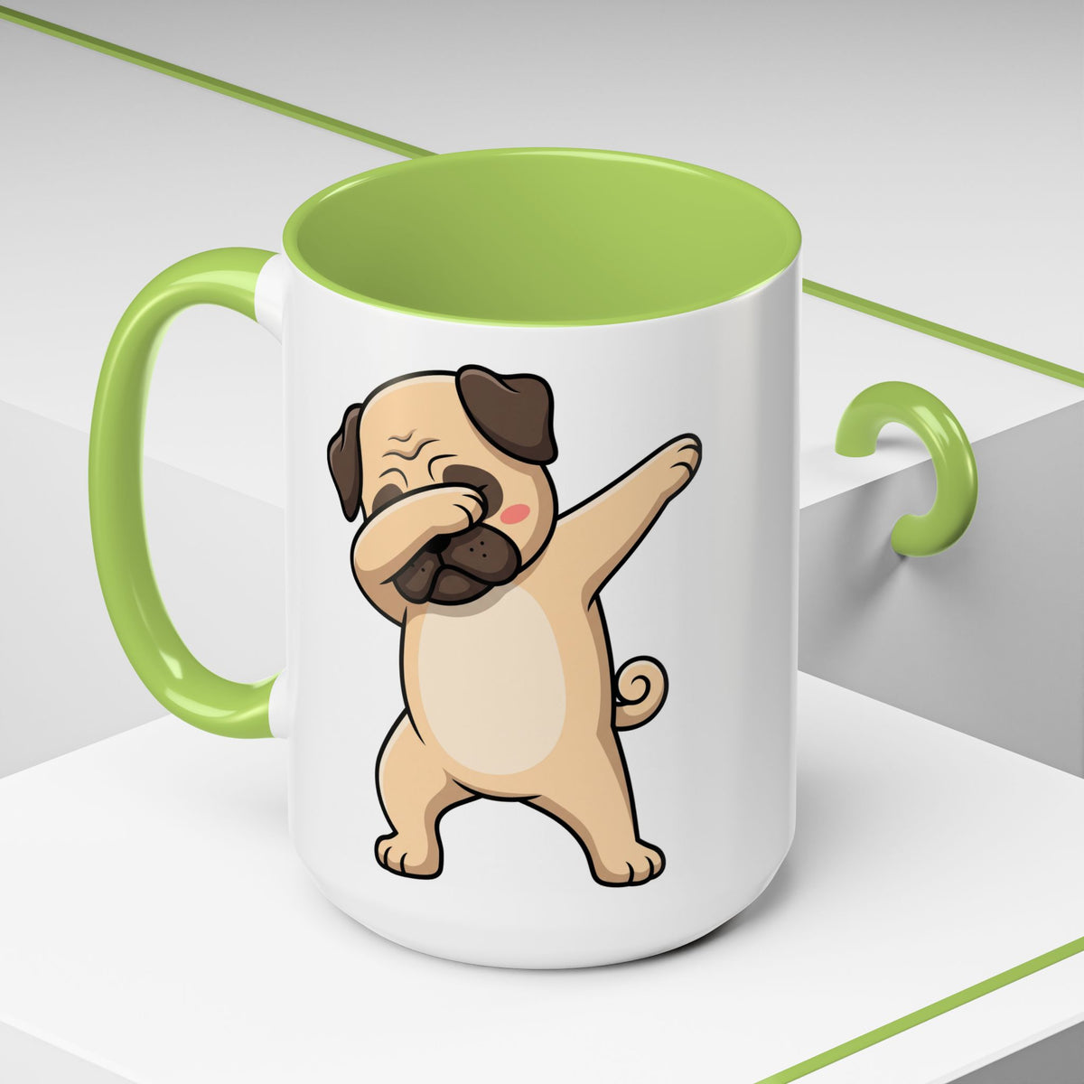 Dabbing Pug Coffee Mug — Cute Dog Accent Mug (11/15 oz)