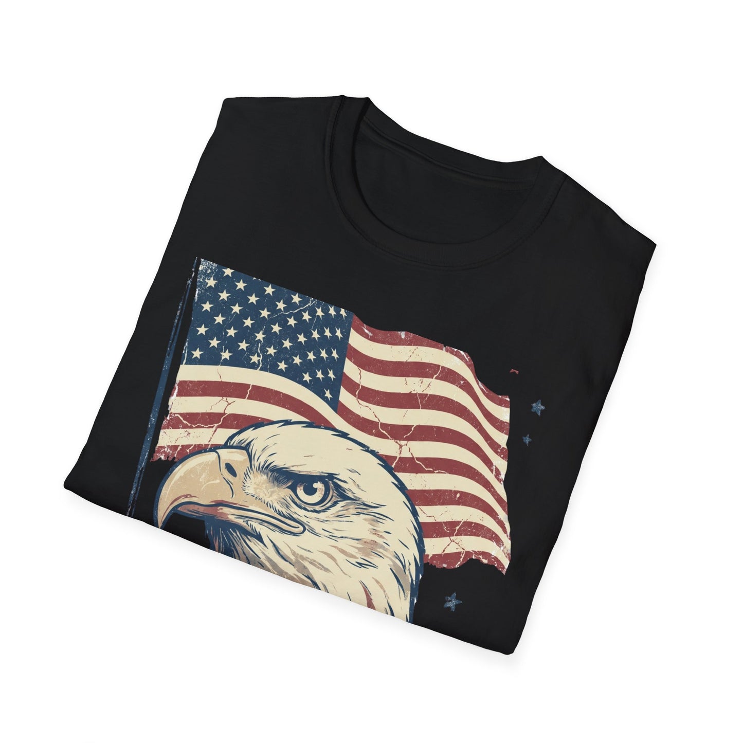 Eagle & American Flag T-Shirt — Patriotic Bald Eagle Tee for 4th of July