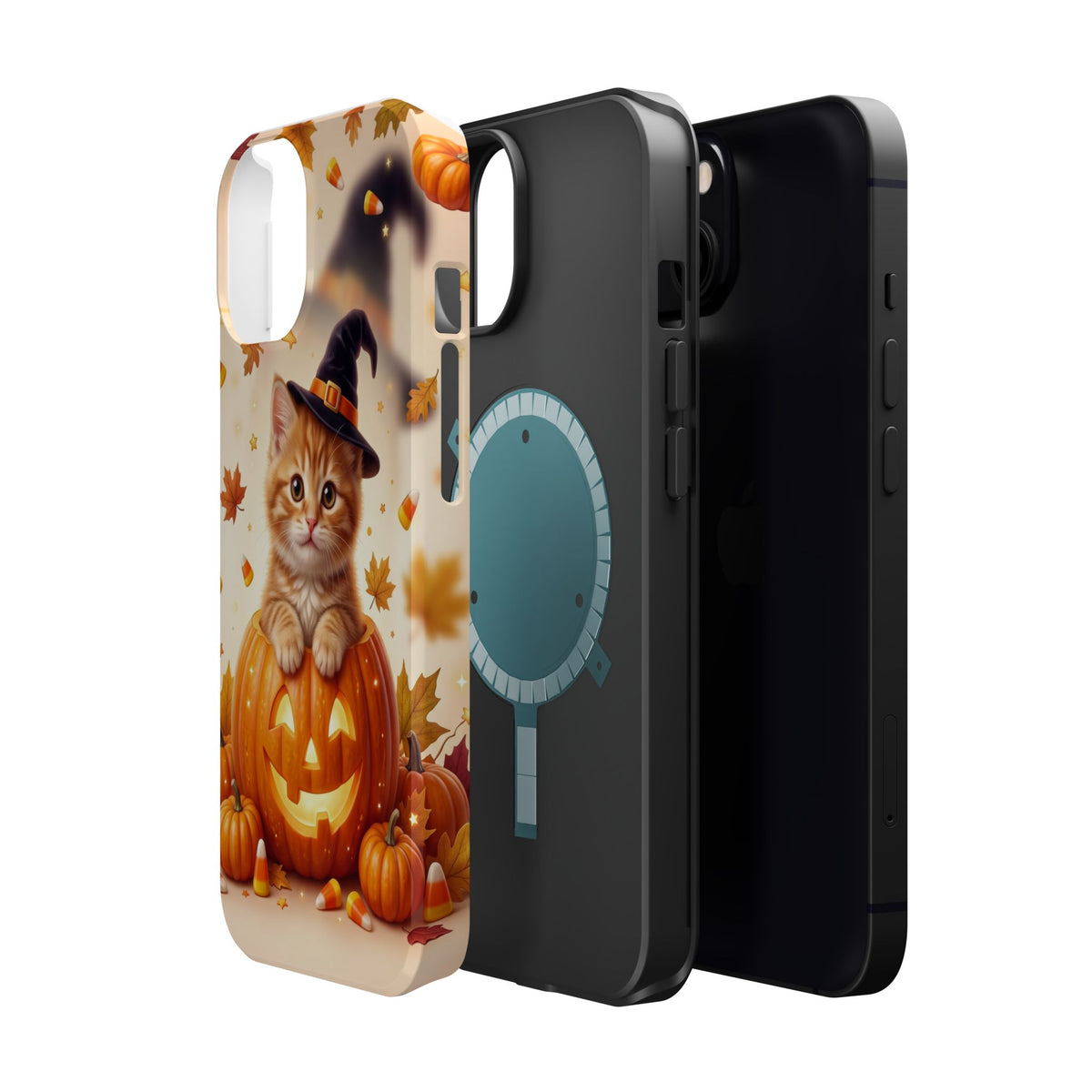 Halloween Kitten Pumpkin Phone Case — Magnetic Impact-Resistant