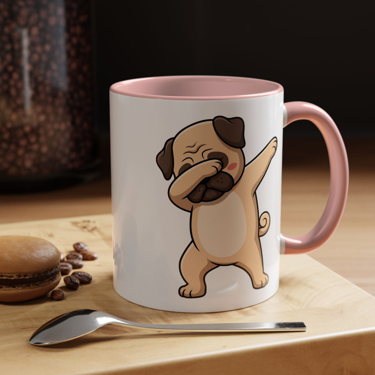 Dabbing Pug Coffee Mug — Cute Dog Accent Mug (11/15 oz)