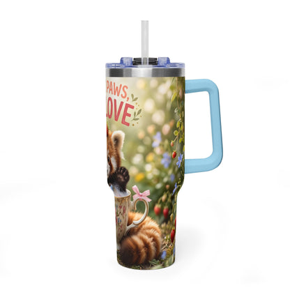 Little Paws Big Love Red Panda 40oz Vacuum Thermal Tumbler