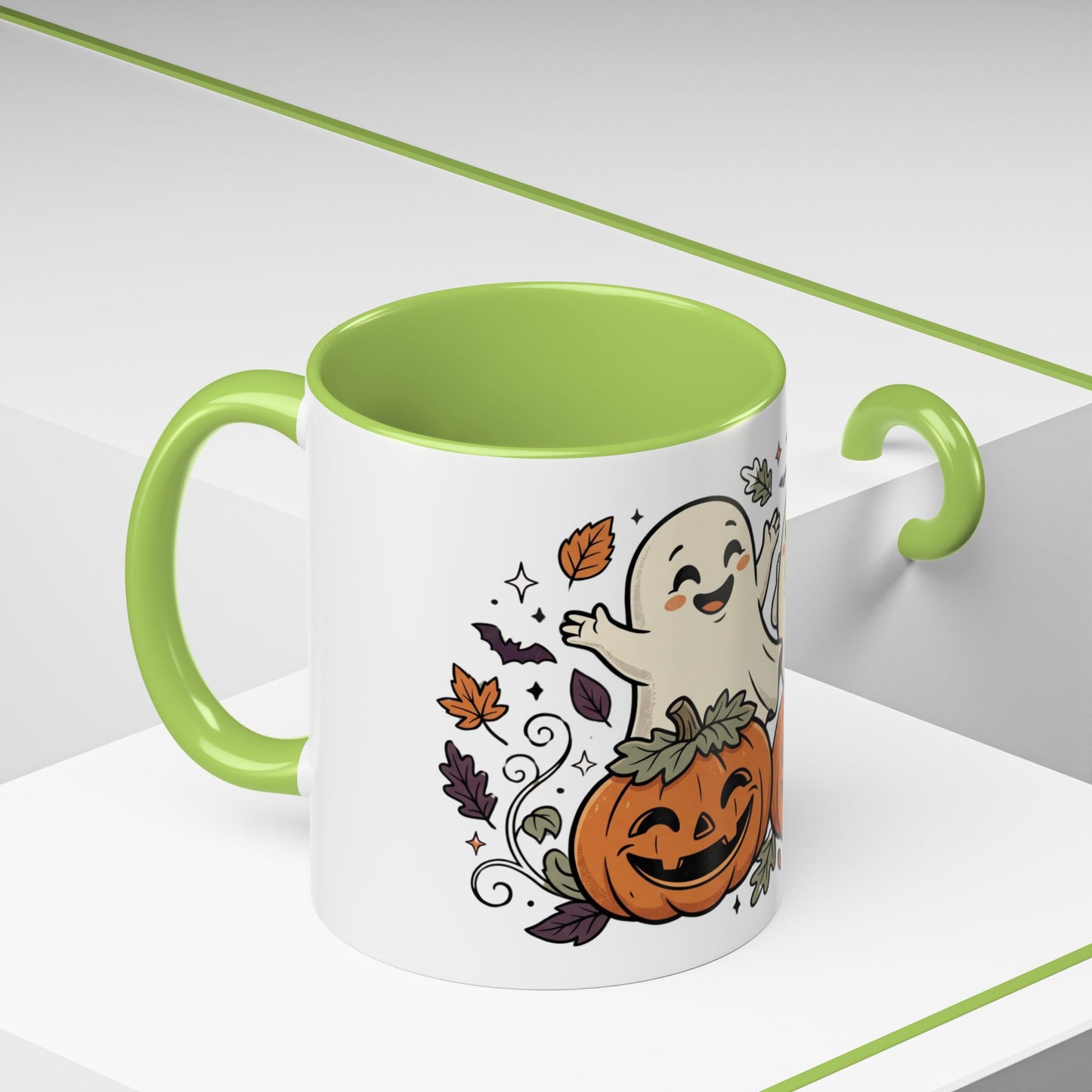 Halloween Ghosts & Pumpkins Coffee Mug — Cute Spooky Accent Mug (11/15oz)