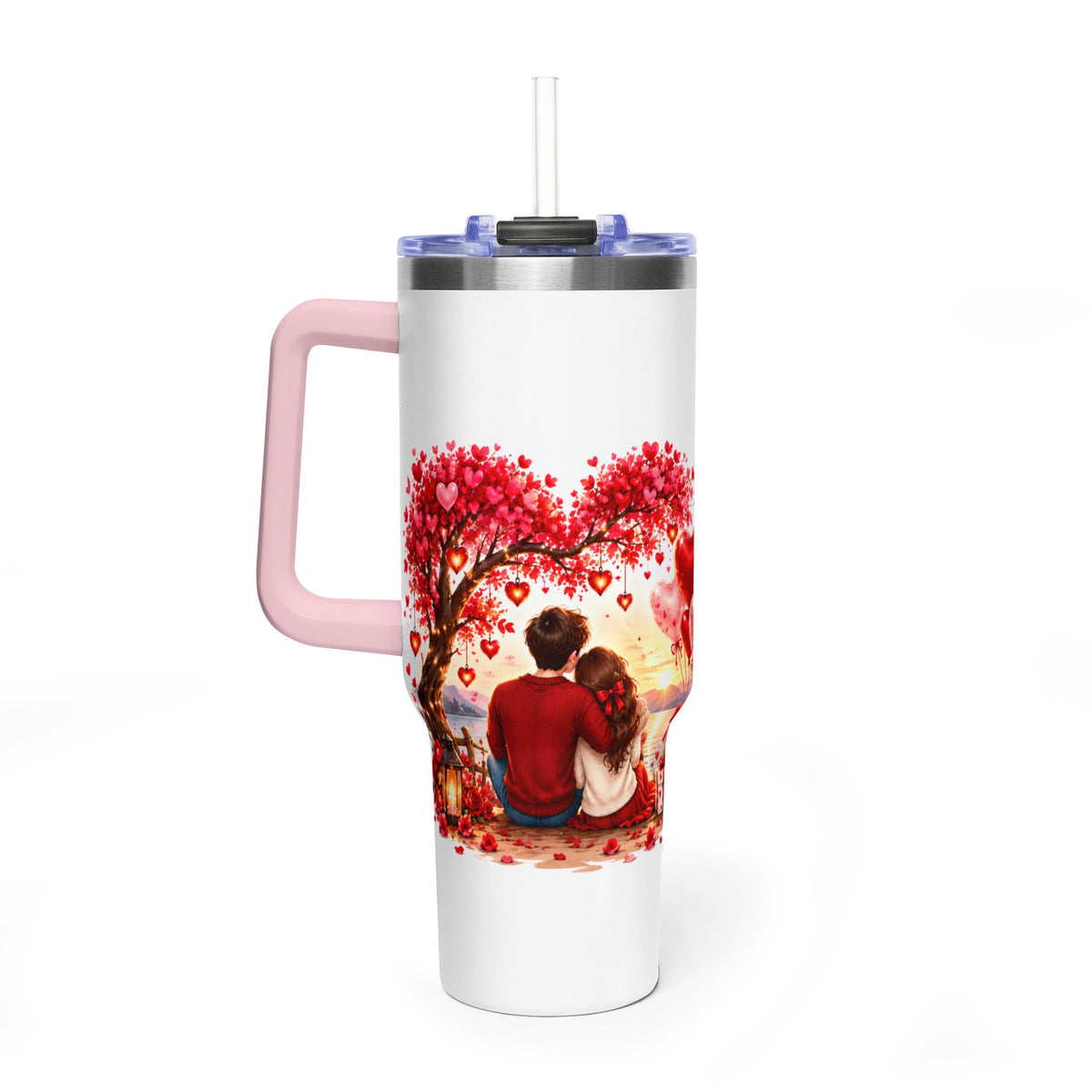 40oz Love-Themed Thermal Tumbler with Handle