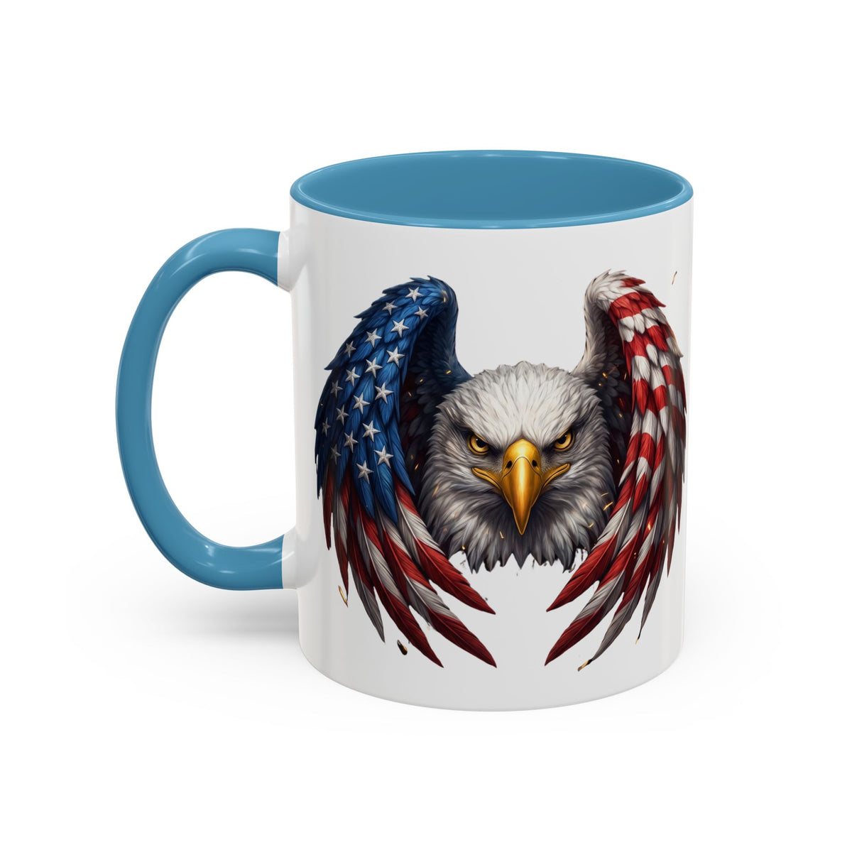 American Flag Eagle Coffee Mug – Patriotic Bald Eagle Accent Mug (11/15 oz)