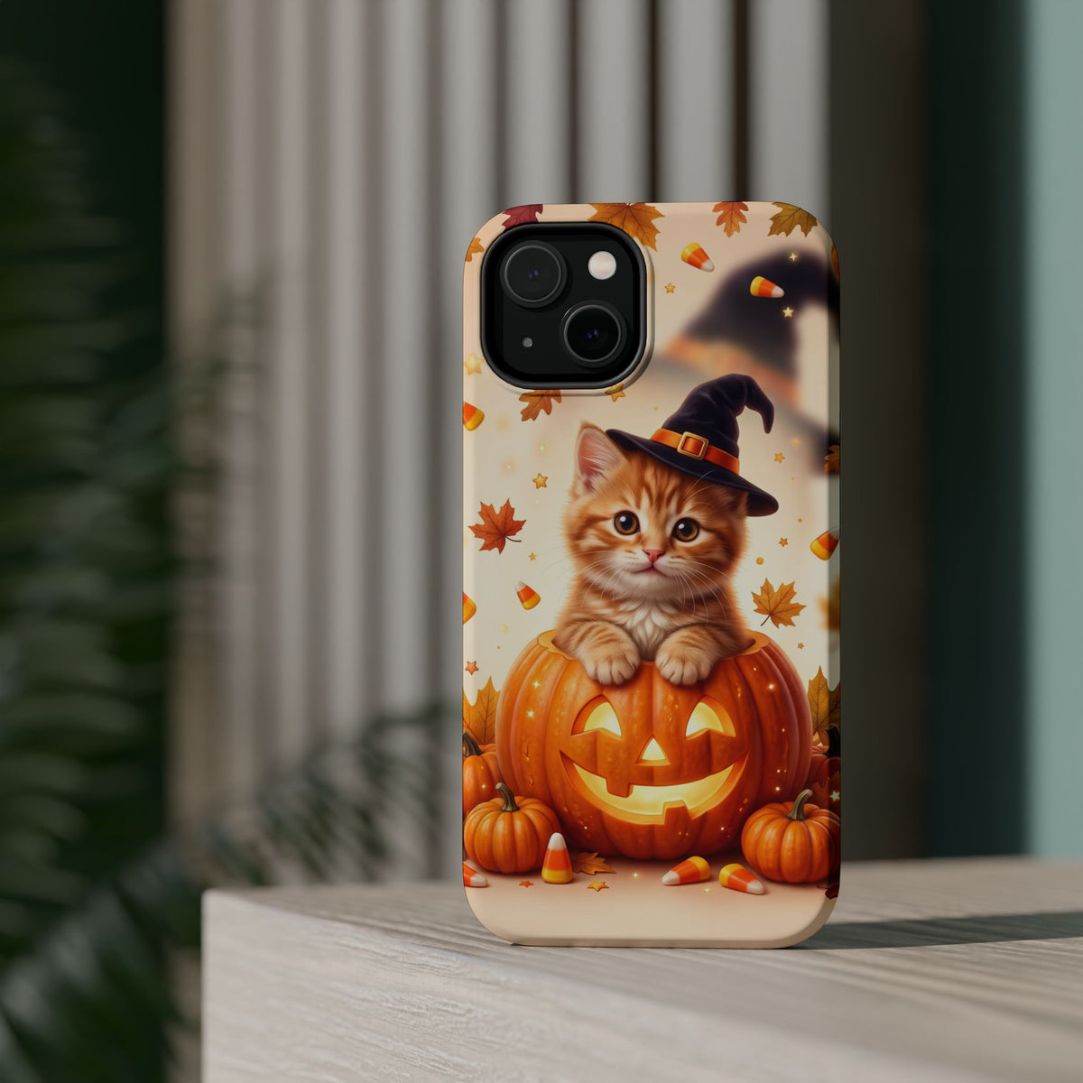 Halloween Kitten Pumpkin Phone Case — Magnetic Impact-Resistant