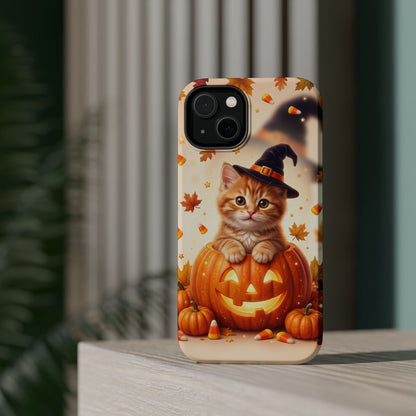 Halloween Kitten Pumpkin Phone Case — Magnetic Impact-Resistant