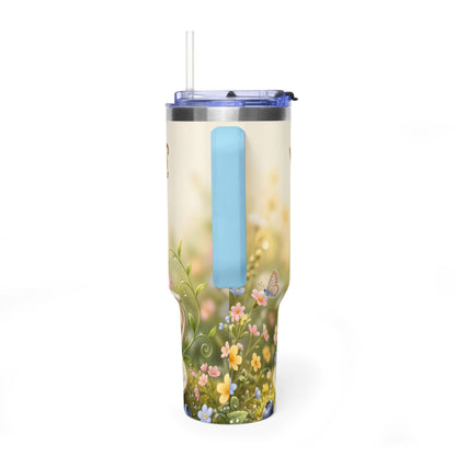 Little Things Big Joy Hedgehog Floral 40oz Thermal Tumbler