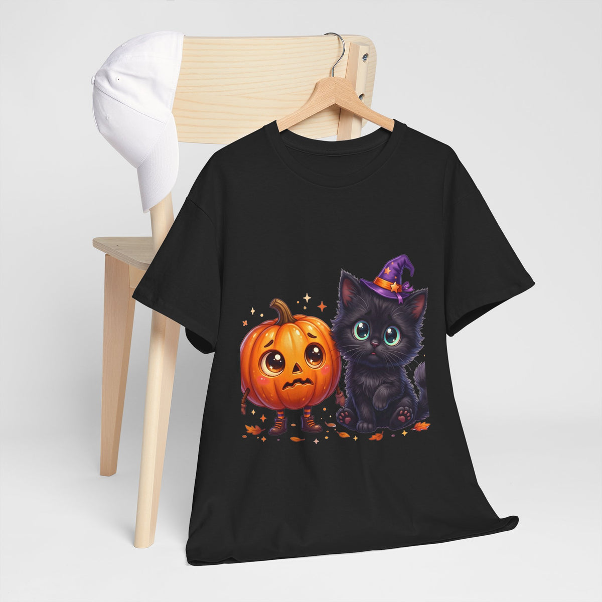 Halloween Black Kitten & Pumpkin T-Shirt