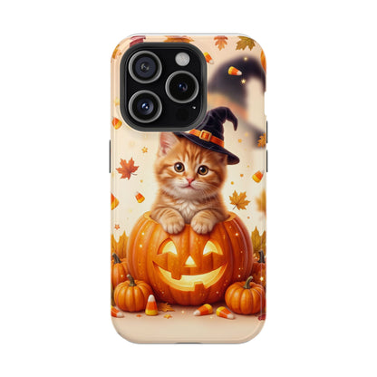 Halloween Kitten Pumpkin Phone Case — Magnetic Impact-Resistant