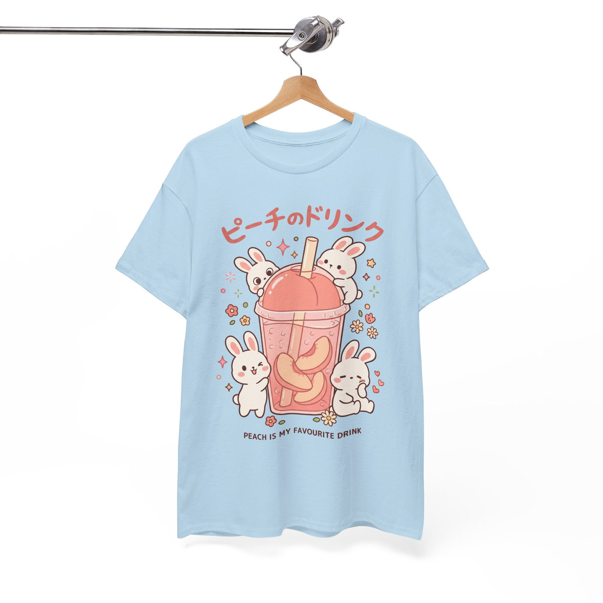 Peach Drink Cute Bunny T-Shirt
