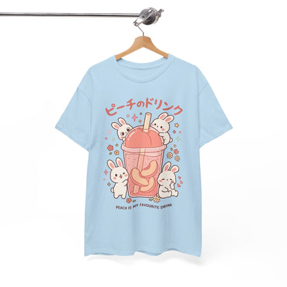 Peach Drink Cute Bunny T-Shirt