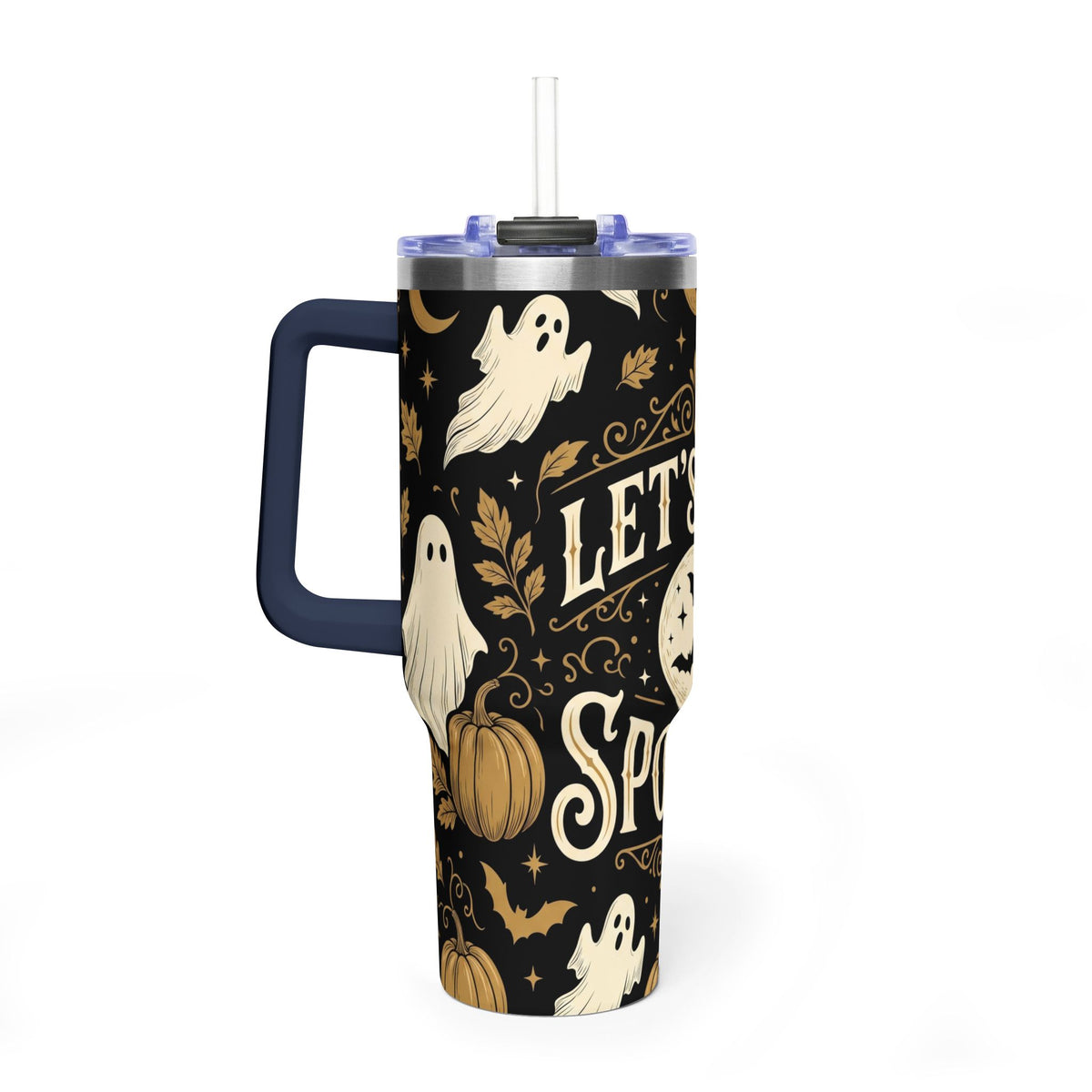 Let’s Get Spooky Halloween Ghosts & Pumpkins 40oz Thermal Tumbler